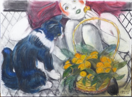 AlonsoRoux - Nísperos - 2014 - Pastel y carbón sobre papel - 56 x 76 cm